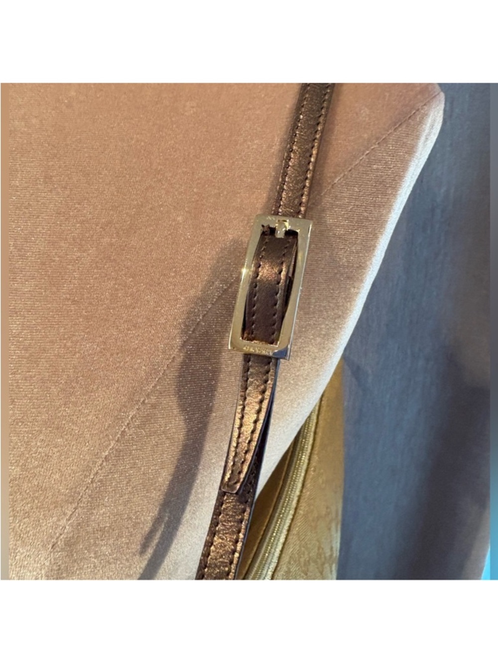 Authentic Gucci Metallic Gold Monogram Half Moon Handbag - Picture 9 of 14